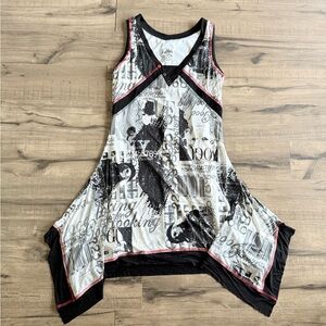 Joseph Ribkoff Black and White Dress with Red Buttons